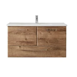 Wohnen Glasmöbel*Bad Waschplatz in Eiche Dunkel - Miss X (zweiteilig)