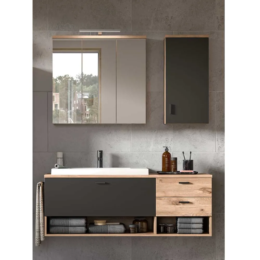 Wohnen Badezimmer Komplett*Bad Waschplatz Kombi hängend - Steikun (dreiteilig)