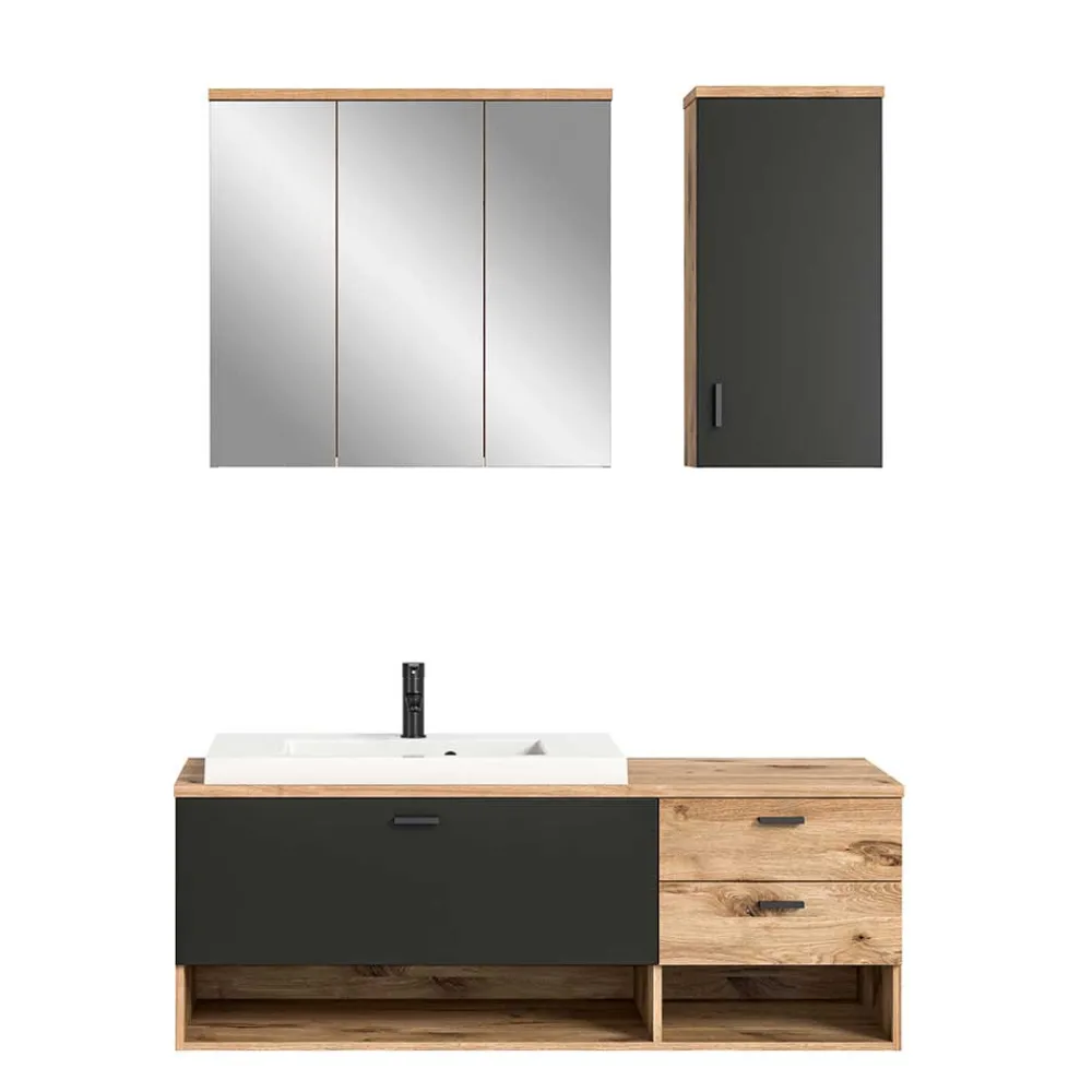 Wohnen Badezimmer Komplett*Bad Waschplatz Kombi hängend - Steikun (dreiteilig)