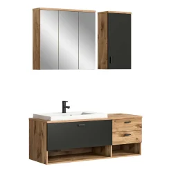 Wohnen Badezimmer Komplett*Bad Waschplatz Kombi hängend - Steikun (dreiteilig)