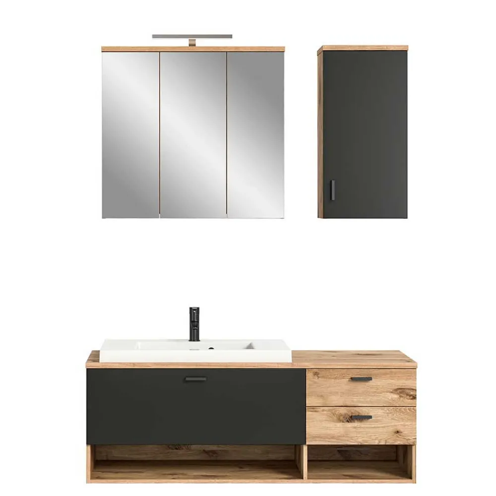 Wohnen Badezimmer Komplett*Bad Waschplatz Kombi hängend - Steikun (dreiteilig)