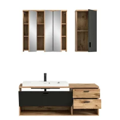 Wohnen Badezimmer Komplett*Bad Waschplatz Kombi hängend - Steikun (dreiteilig)