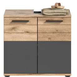 Wohnen Glasmöbel|Badezimmer Komplett*Bad Waschplatz mit Hochschrank Set - Depart (dreiteilig)