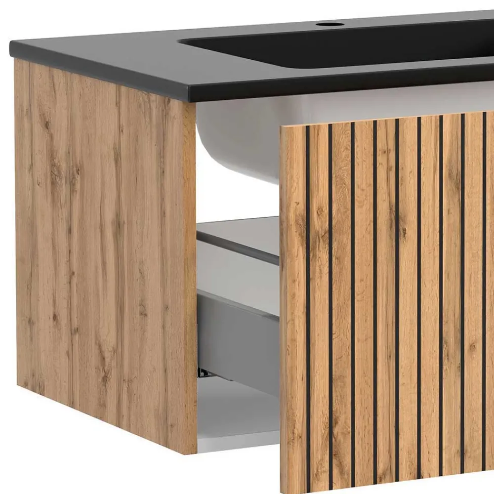 Wohnen Badezimmer Komplett*Bad Waschplatz Mobiliar Set - Crystoga (dreiteilig)