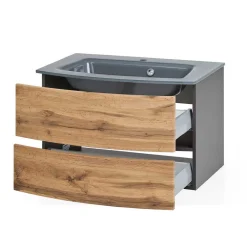 Wohnen Glasmöbel|Badezimmer Komplett*Bad Waschplatz Set & Midischrank - Vandija (dreiteilig)