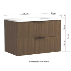 Wohnen Badschränke|Waschtisch*Bad Waschtisch mit Becken 80 cm breit - Ucaida