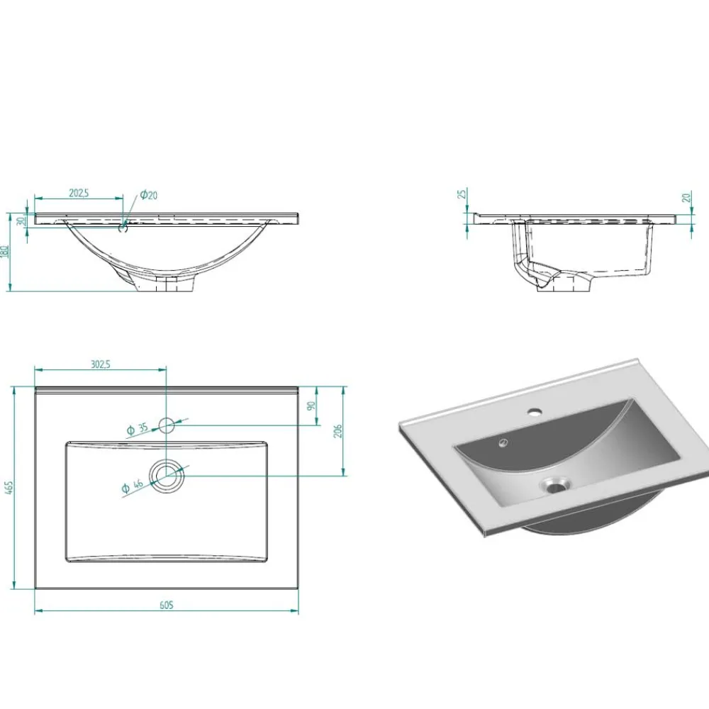 Wohnen Weiße Möbel|Waschtisch*Bad Waschtisch mit zwei Schubladen - Lartemo