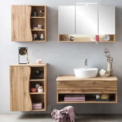 Wohnen Badezimmer Komplett*Badausstattung in Holzoptik Wildeiche - Tofias (vierteilig)