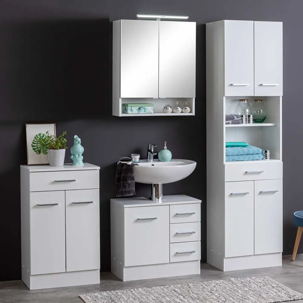 Wohnen Badausstattung Möbel Set in Weiß - Skiranov (vierteilig)