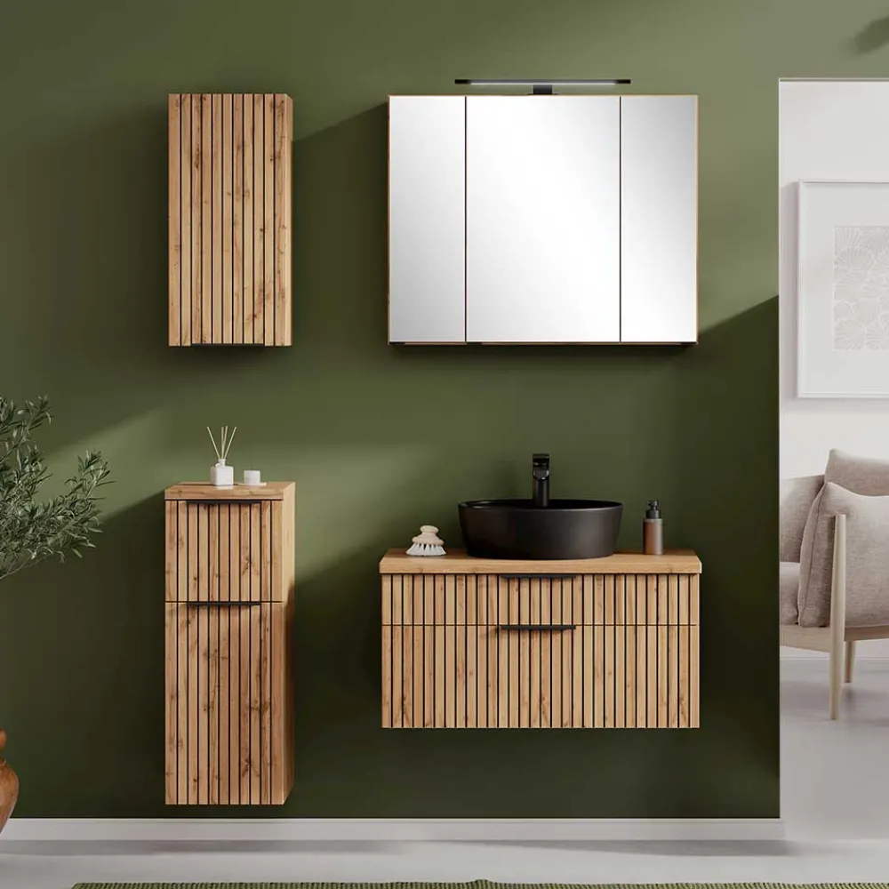 Wohnen Badezimmer Komplett*Badausstattung Möbel-Kombi modern - Crystoga (vierteilig)