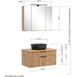 Wohnen Badezimmer Komplett*Badausstattung Möbel-Kombi modern - Crystoga (vierteilig)