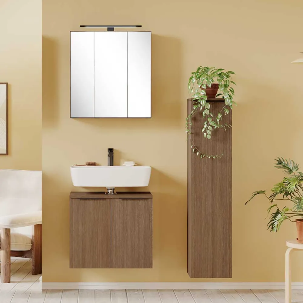 Wohnen Glasmöbel|Badezimmer Komplett*Badausstattung Möbelset modern - Ucaida (dreiteilig)