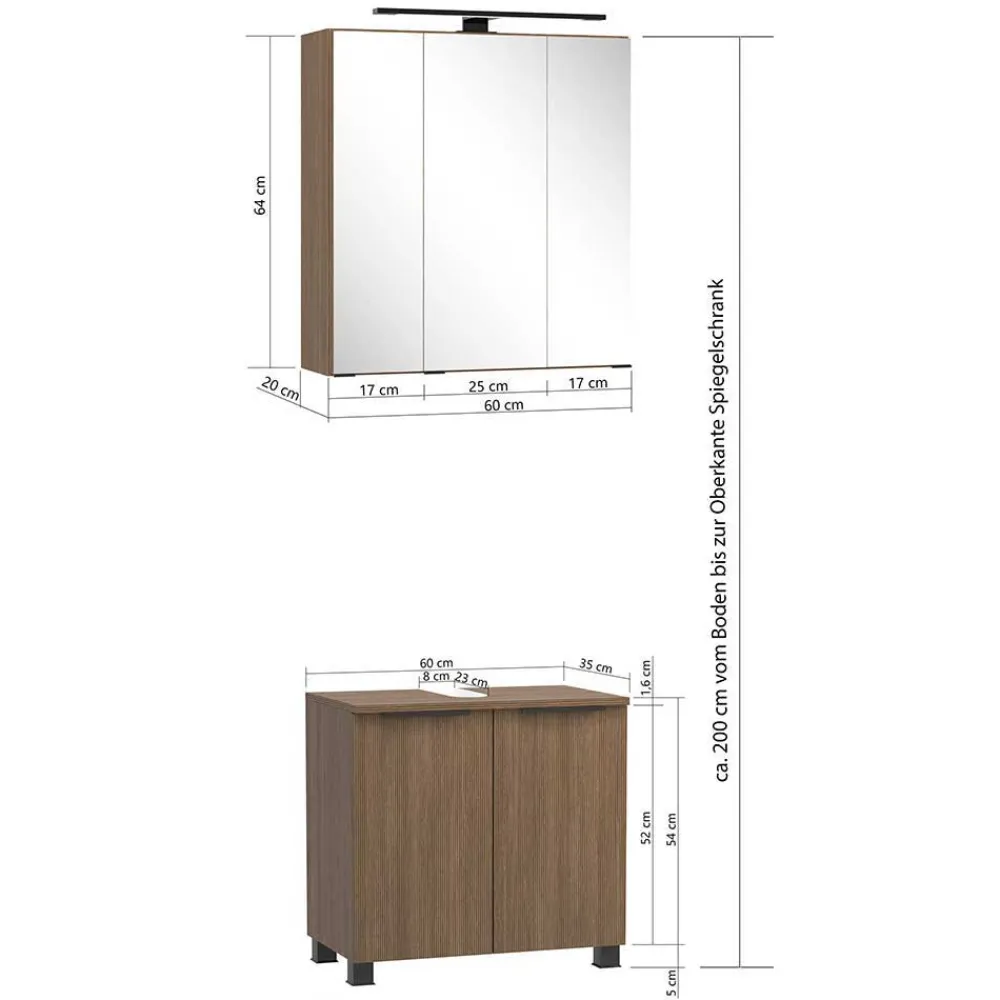 Wohnen Glasmöbel|Badezimmer Komplett*Badausstattung Möbelset modern - Ucaida (dreiteilig)