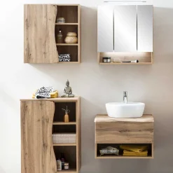 Wohnen Badezimmer Komplett*Badausstattung mit Baumkante Dekor - Tofias (vierteilig)