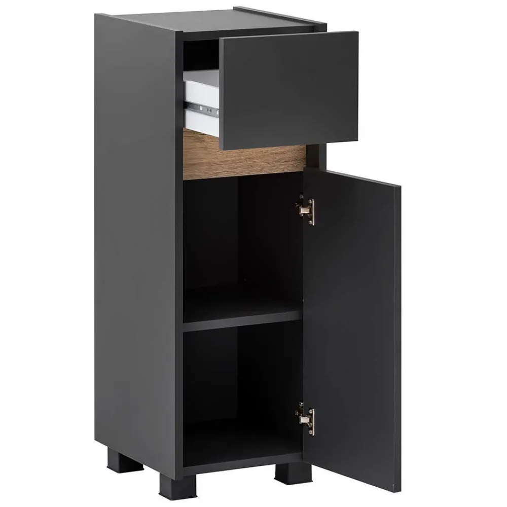 Wohnen Skandinavische Möbel|Glasmöbel*Badblock Möbel in Anthrazit - Marcius (dreiteilig)