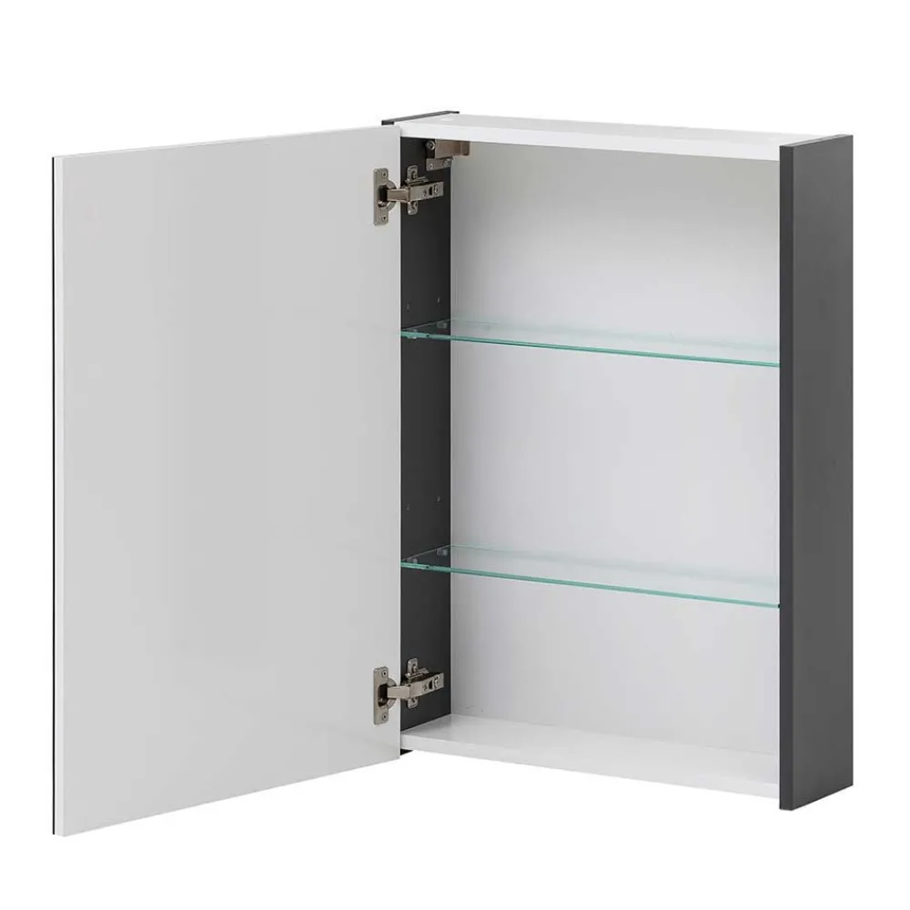 Wohnen Skandinavische Möbel|Glasmöbel*Badblock Möbel in Anthrazit - Marcius (dreiteilig)