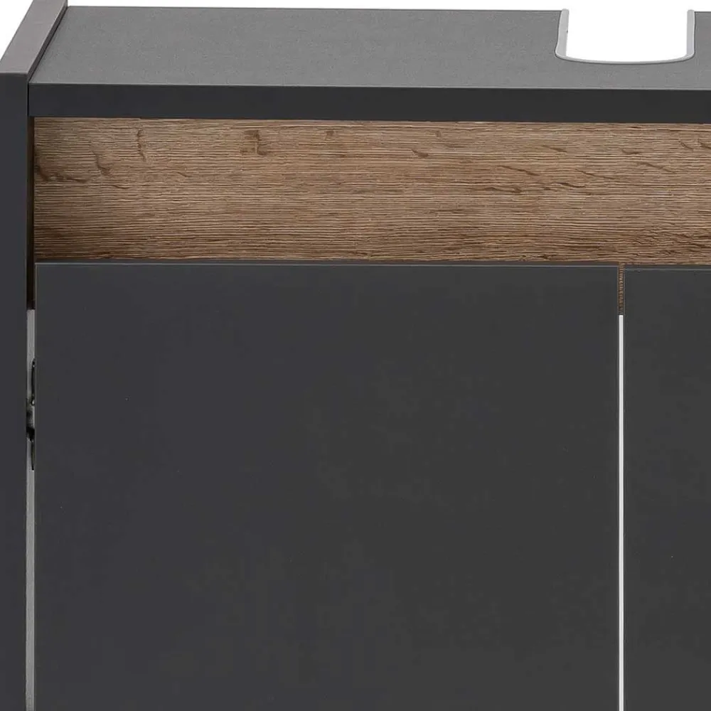 Wohnen Skandinavische Möbel|Glasmöbel*Badblock Möbel in Anthrazit - Marcius (dreiteilig)