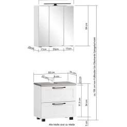 Wohnen Badezimmer Komplett*Badblock Möbel Kombi - Gyatso (vierteilig)