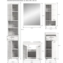 Wohnen Badezimmer Komplett*Badblock Möbelset in Weiß - Henriette (fünfteilig)