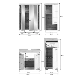 Wohnen Weiße Möbel|Badezimmer Komplett*Badblock Möbelset modern - Calbanyara (dreiteilig)