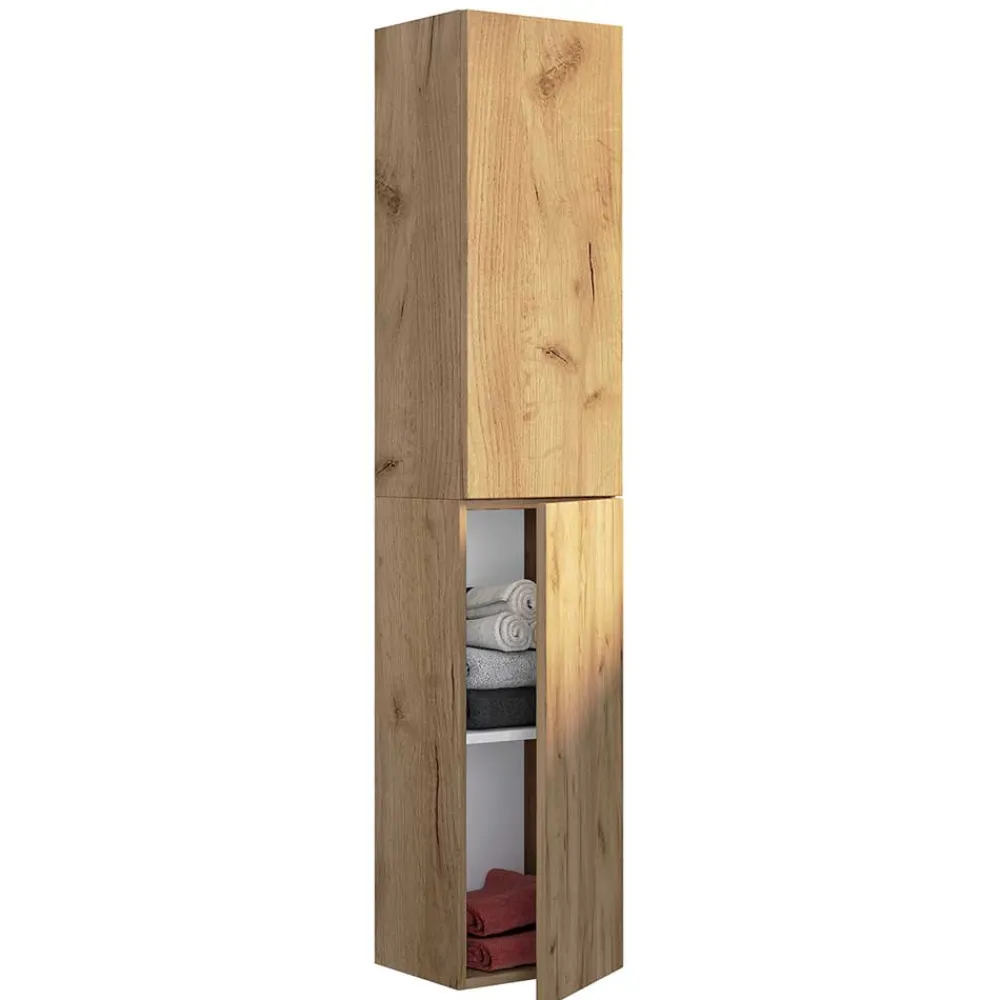 Wohnen Badezimmer Komplett*Badeinrichtung im Holzlook Set - Yulmatro (vierteilig)