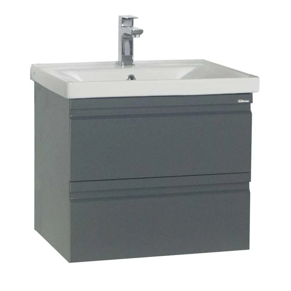 Wohnen Badeinrichtung in Anthrazit Set - Idamoro (vierteilig)