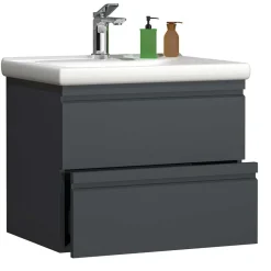 Wohnen Badeinrichtung in Anthrazit Set - Idamoro (vierteilig)