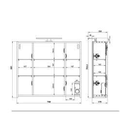 Wohnen Badezimmer Komplett*Badeinrichtung in Hellgrau mit Nussbaum - Dolida (vierteilig)
