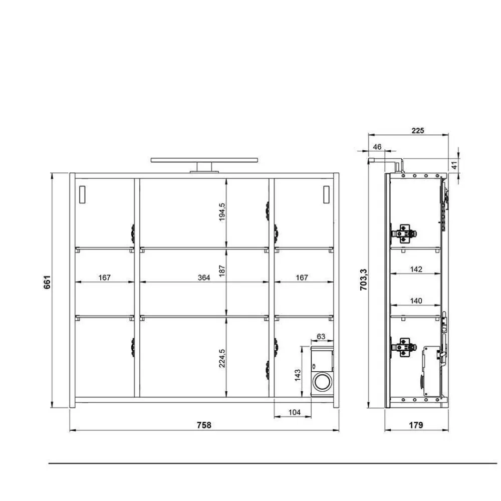 Wohnen Badezimmer Komplett*Badeinrichtung in Hellgrau mit Nussbaum - Dolida (vierteilig)