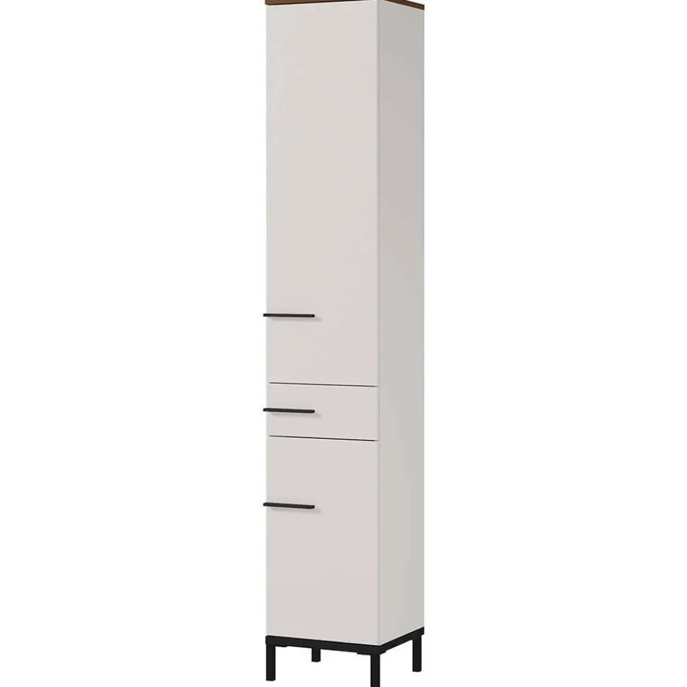 Wohnen Badezimmer Komplett*Badeinrichtung in Hellgrau mit Nussbaum - Dolida (vierteilig)