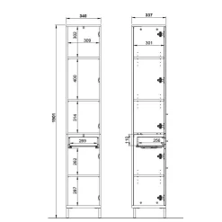 Wohnen Badezimmer Komplett*Badeinrichtung in Hellgrau mit Nussbaum - Dolida (vierteilig)