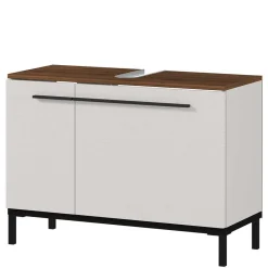 Wohnen Badezimmer Komplett*Badeinrichtung in Hellgrau mit Nussbaum - Dolida (vierteilig)