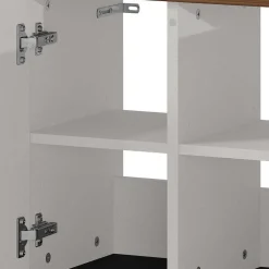 Wohnen Badezimmer Komplett*Badeinrichtung in Hellgrau mit Nussbaum - Dolida (vierteilig)