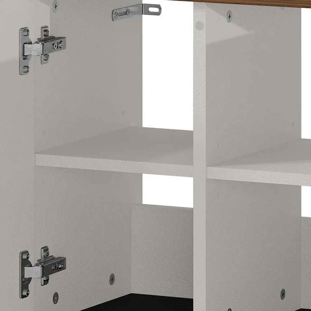 Wohnen Badezimmer Komplett*Badeinrichtung in Hellgrau mit Nussbaum - Dolida (vierteilig)