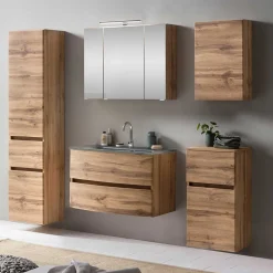 Wohnen Badezimmer Komplett*Badeinrichtung in Holzoptik Wildeiche - Neuzera (fünfteilig)