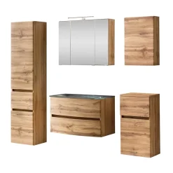 Wohnen Badezimmer Komplett*Badeinrichtung in Holzoptik Wildeiche - Neuzera (fünfteilig)