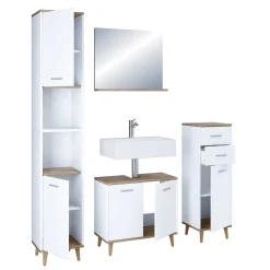 Wohnen Badeinrichtung in Weiß & Wildeiche Honig - Luzern (vierteilig)