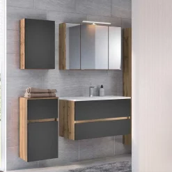 Wohnen Graue Möbel|Glasmöbel*Badeinrichtung Möbel Set - Athrin (vierteilig)