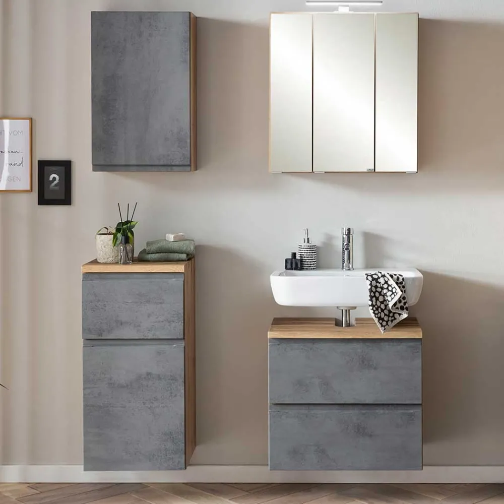 Wohnen Badeinrichtung Set in Beton Optik - Mia (vierteilig)