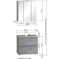Wohnen Badeinrichtung Set in Beton Optik - Mia (vierteilig)