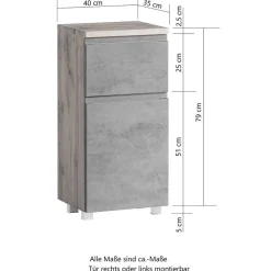 Wohnen Badeinrichtung Set in Beton Optik - Mia (vierteilig)
