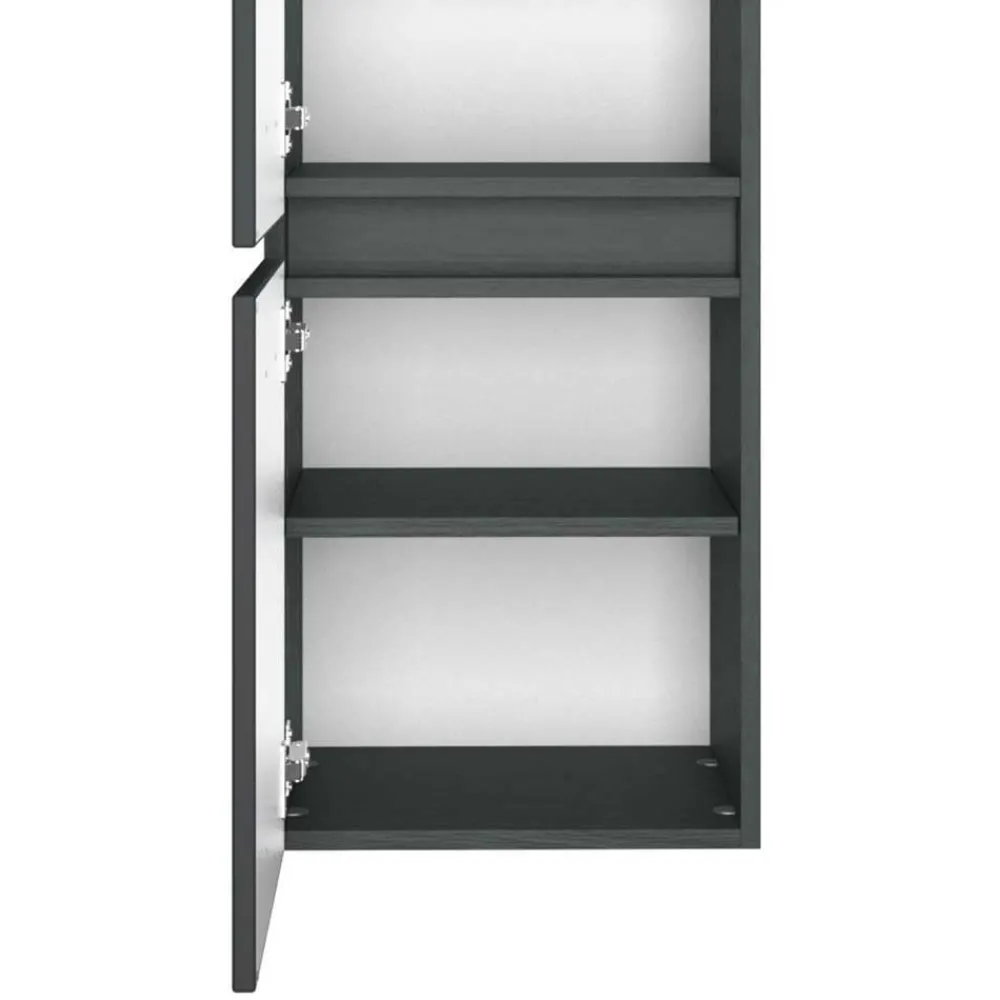 Wohnen Badezimmer Komplett*Badeinrichtung Set in Dunkelgrau - Natarivos (dreiteilig)