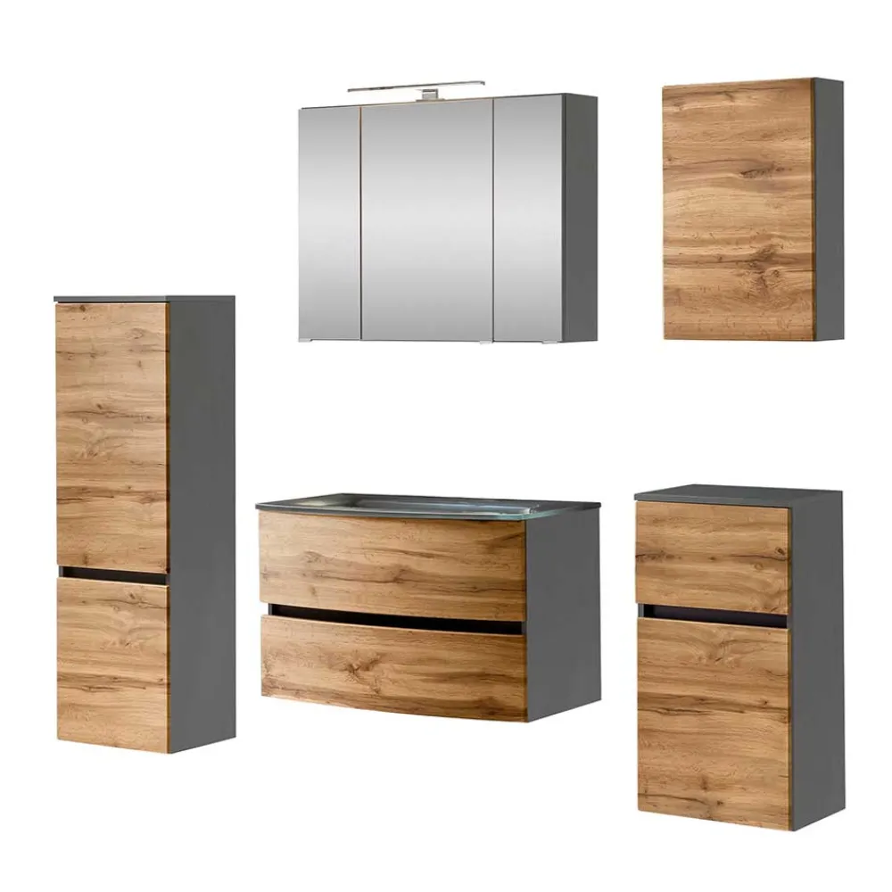 Wohnen Badezimmer Komplett*Badeszimmer Möbelserie als Set - Vandija (fünfteilig)