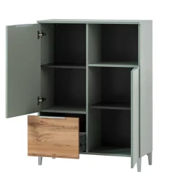 Wohnen Skandinavische Möbel|Badschränke*Badezimmer Highboard in Graugrün und Eiche - Liz