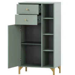 Wohnen Badezimmer Highboard in Graugrün & Gold - Vilatata