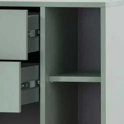 Wohnen Badezimmer Highboard in Graugrün & Gold - Vilatata