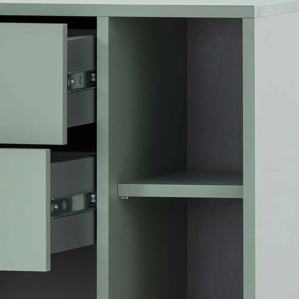 Wohnen Badezimmer Highboard in Graugrün & Gold - Vilatata