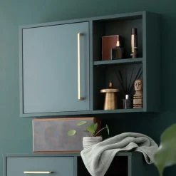Wohnen Badschränke*Badezimmer Hängeschrank in Dunkelgrün & Gold - Aqua