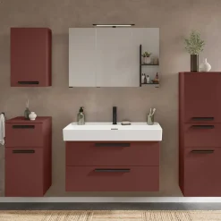 Wohnen Badezimmer Hängeschrank in Dunkelrot - Exeler