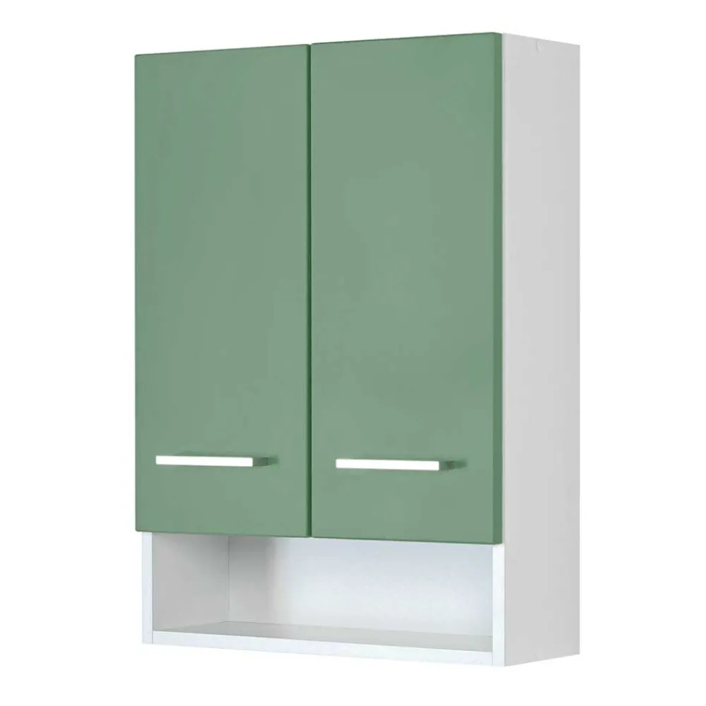 Wohnen Badschränke*Badezimmer Hängeschrank mit Front Grün - Loenixa